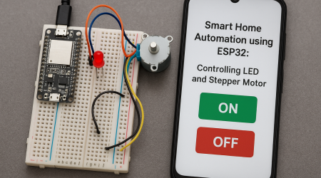 Smart Home Automation using ESP32: Controlling LED and Stepper Motor